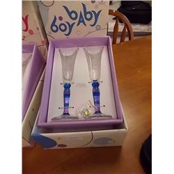 NEW SET OF GLASSES - 2 PC SET - BLUE - RETAIL ESTIMATE $29.99