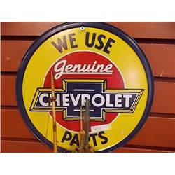 AUTOMOBILIA MEMORABILIA - METAL SIGN - WE USE GENUINE CHEVROLET PARTS