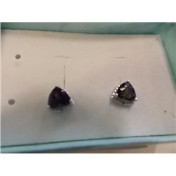 EARRINGS - 2.2 CTW TRILLION FACETED MYSTIC TOPAZ & DIAMONDS IN STERLING SILVER SETTING - INCLUDES CE