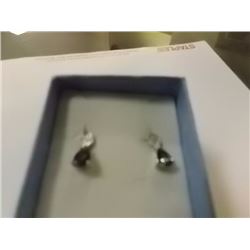 EARRINGS - PEAR FACETED MYSTIC TOPAZ & DIAMONDS IN STERLING SILVER SETTING - INCLUDES CERTIFICATE $3