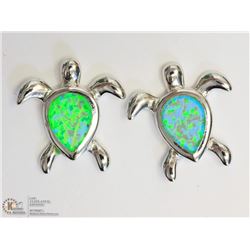 ST. SILVER SYNTHETIC OPAL TURTLE SHAPED EARRINGS