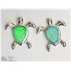 Image 1 : ST. SILVER SYNTHETIC OPAL TURTLE SHAPED EARRINGS