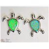 Image 3 : ST. SILVER SYNTHETIC OPAL TURTLE SHAPED EARRINGS