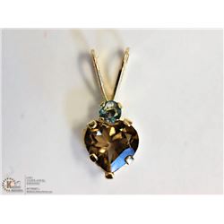 10KT Y. GOLD ALEXANDRITE & TOPAZ HEART PENDANT