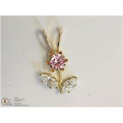 14KT Y. GOLD PINK & WHITE CUBIC ZIRCONIA PENDANT