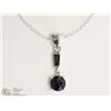 Image 1 : STERLING SILVER GARNET PENDANT W/ CHAIN NECKLACE