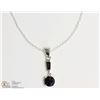 Image 2 : STERLING SILVER GARNET PENDANT W/ CHAIN NECKLACE