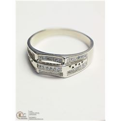 STERLING SILVER CUBIC ZIRCONIA MEN'S RING SIZE 9.5