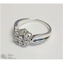 STERLING SILVER 7 DIAMOND FLOWER SHAPE RING SIZE 7