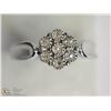 Image 2 : STERLING SILVER 7 DIAMOND FLOWER SHAPE RING SIZE 7