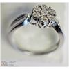 Image 3 : STERLING SILVER 7 DIAMOND FLOWER SHAPE RING SIZE 7