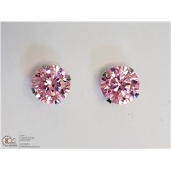 10KT WHITE GOLD PINK CUBIC ZIRCONIA EARRINGS