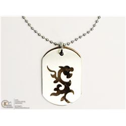 STAINLESS STEEL IP PLATED DOGTAG PENDANT NECKLACE