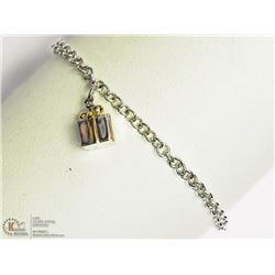 STERLING SILVER DIAMOND GIFT BOX PRESENT BRACELET