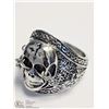 Image 1 : STAINLESS STEEL SIZE 11 GOTHIC MENS RING W/CHAINS