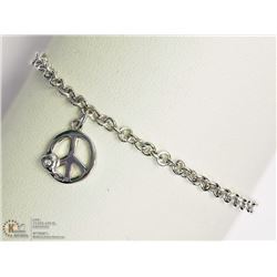 STERLING SILVER HEART DIAMOND 6" INCH BRACELET