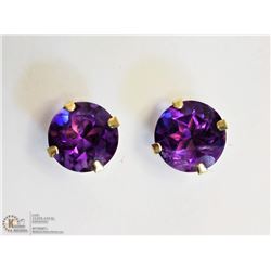 14KT YELLOW GOLD AMETHYST STUD EARRINGS