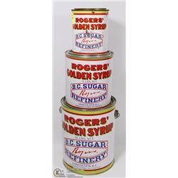 THREE VINTAGE ROGERS GOLDEN SYRUP TINS