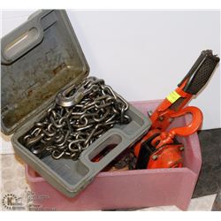 TOW CHAIN WITH COME-A-LONG IN TOTE