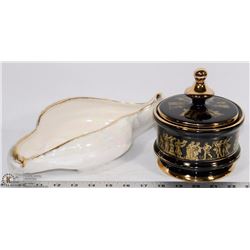 VINTAGE 24K GOLD TRIMMED CANDY/NUTS JAR W/LID