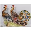 Image 1 : TWO PEACOCKS CERAMIC FIGURINE MULTI-COLORED