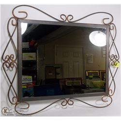 COPPER COLORED HEAVY METAL FRAMED MIRROR -