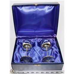 VIKING E.P. BRASS WINE GLASSES IN CASE