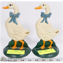 LOT OF 2 CAST IRON DUCK DOORSTOPS