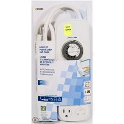 WOODS 8 OUTLET POWER STRIP AND TIMER