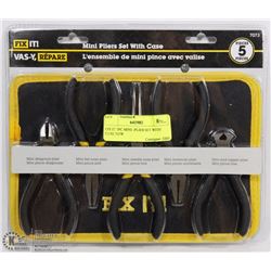 FIX IT 5PC MINI -PLIER SET WITH CASE NEW
