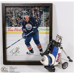 OILERS PICTURE #77, SIGNED 8 X 10  W/MINIATURE OILE