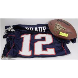 NFL TOM BRADY FOOTBALL SHIRT & WILSON NFL FOOTBALL
