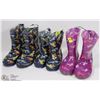 Image 1 : 3 PAIRS OF NEW KIDS LIGHT UP RAIN BOOTS