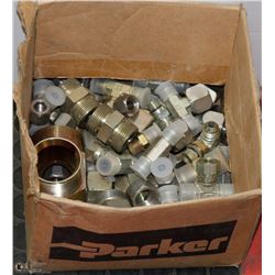 BOX OF NEW HYDRAULIC FITTINGS