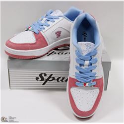 LEATHER UPPER PINK/WHITE/BLUE RUNNERS SIZE 7