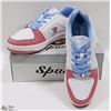 Image 1 : LEATHER UPPER PINK/WHITE/BLUE RUNNERS SIZE 6.5