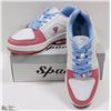 Image 1 : LEATHER UPPER PINK/WHITE/BLUE RUNNERS SIZE 6.5