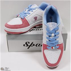 LEATHER UPPER PINK/WHITE/BLUE RUNNERS SIZE 6