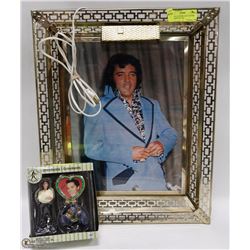 VINTAGE ELVIS FRAMED PICTURE WITH LIGHT ON TOP
