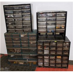 SET OF 4 BOLT BINS FULL OF ASSORTED THINGS