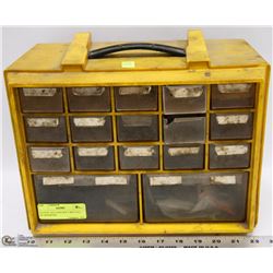 PLASTIC NUT AND BOLT BIN FULL OF ASSORTED