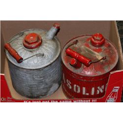 TWO VINTAGE GAS CANS INCL LARGE AND SMALL