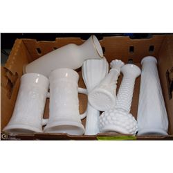 FLAT OF ASSORTED MILK GLASS