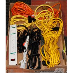 FLAT OF EXTENSION CORDS & A POWER BAR