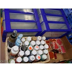 FLAT OF CRAFT SUPPLIES, INCLUDES STAMPS, PAINTS,