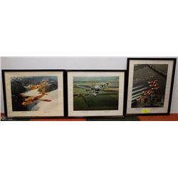 SET OF 3 FRAMED PRINTS OF VINTAGE FIGHTER JETS