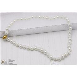 #34-SEA SHELL PEARL 8MM  NECKLACE 17"