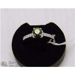 #25-GREEN PERIDOT &CZ RING