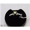 Image 1 : #25-GREEN PERIDOT &CZ RING