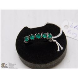 #3-GREEN EMERALD GEMSTONE BLACK RING